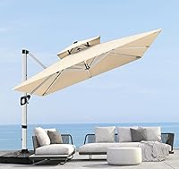 ABCCANOPY Cantilever Patio Umbrella Double Top Offset with 360° Rotation, UV-Resistant Waterproof Shade