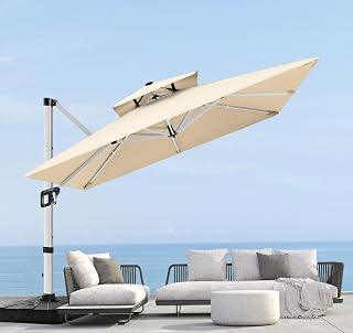ABCCANOPY Cantilever Patio Umbrella Double Top Offset with 360° Rotation, UV-Resistant Waterproof Shade