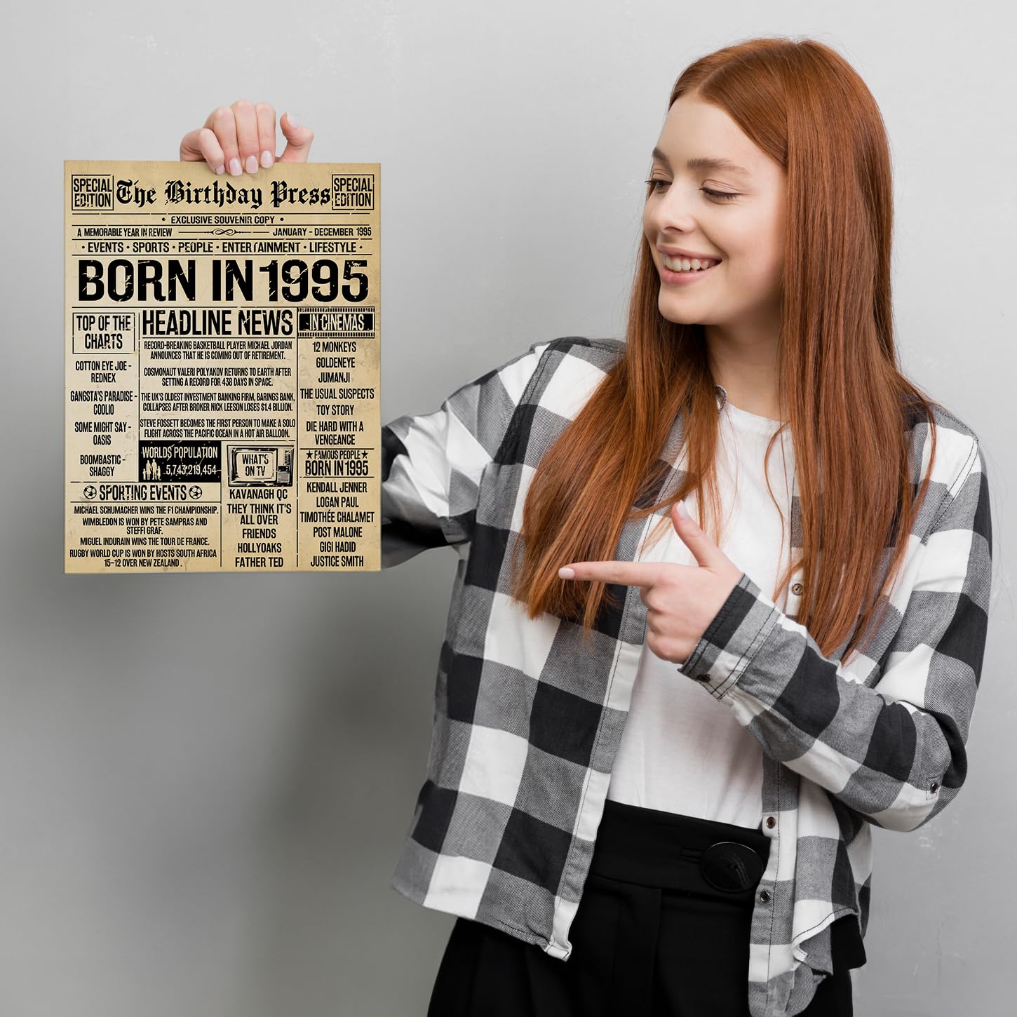 Stuff4 31st Birthday Poster Unframed - Born In 1995 Vintage Newspaper - Happy 31st Birthday Gifts for Women Men Retro Back In 1995, 8x10 Inch Decor Decoration Bday Party — view 6