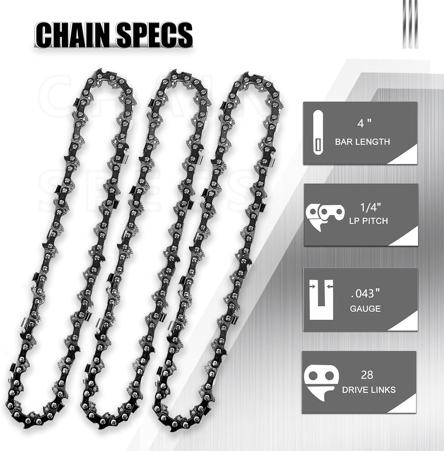 4 Inch Mini Saw Chain for Stihl GTA 26,Pruner Mini Saw Chain Replace for 30070030101,71PM328,36700000028,3670 005 0028（3 Chains）