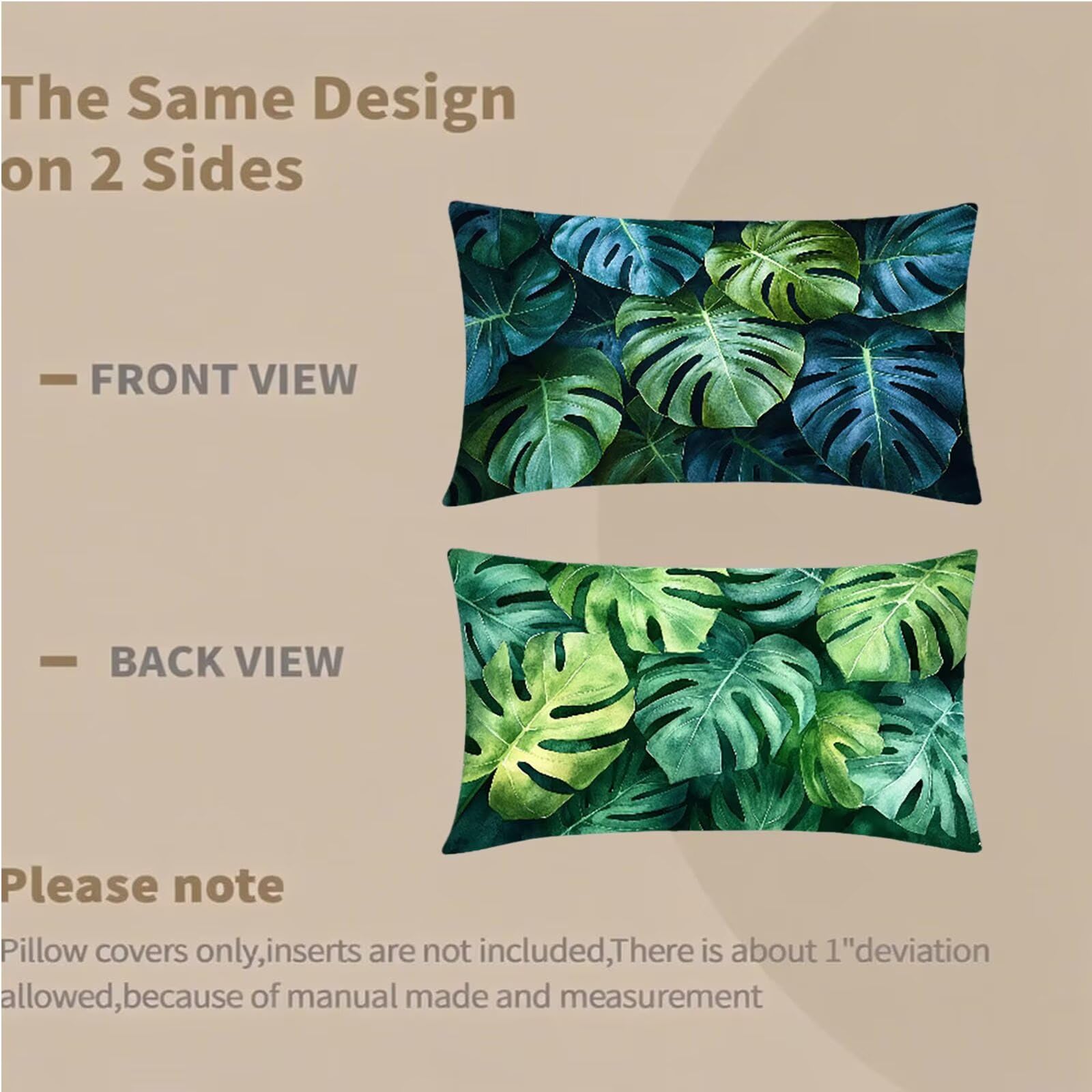 Federe Cuscino 60x80 Set di 2, Verde Federe Cuscini Divano Lino, Rettangolari Copricuscini 60x80cm Con Cerniera Invisibile, Copricuscino per Camera Letto Casa Decorazioni Regalo, Nordico J-9451