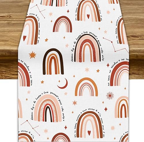 Miniatura 33 de Camino de mesa ondulado de los años 70, retro, hippie abstracto, vintage, verde, rosa, con estampado de ondas para el hogar, cocina, comedor, patio,