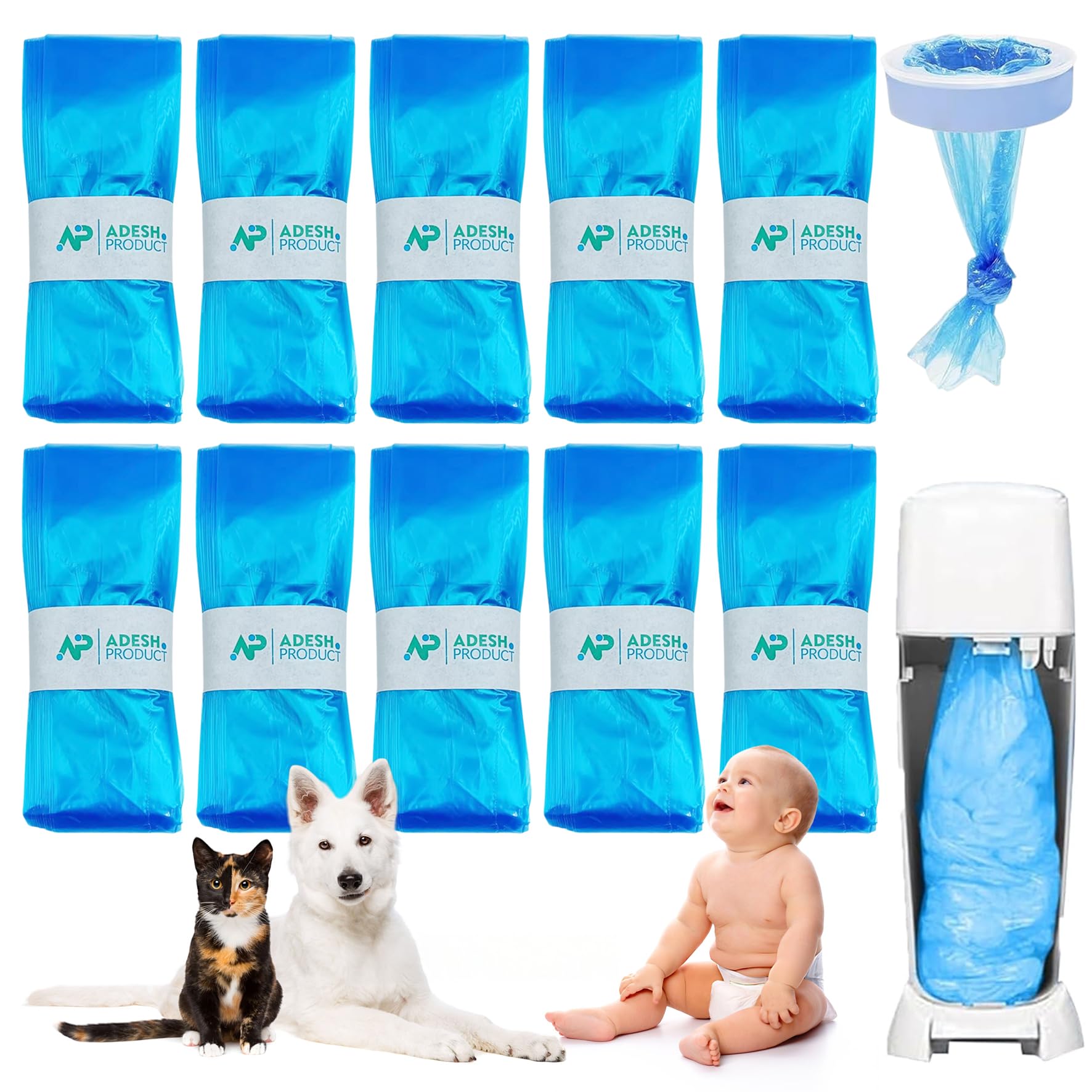 Nappy Bin Refill Bags - 10 Pack, 9m Each, Universal Fit - Compatible with Tommee Tippee & Angelcare, Blue LEPE Material, Odour Control