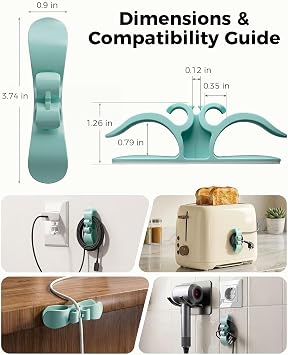 6 PCS Cord Organizer for Appliances, Upgraded Kitchen Appliance Cord Organizer Stick On Appliance Wire Organizer Wire Wrap for Kitchen Appliances Mixers, Coffee Maker, Pressure Cooker, Air Flyer