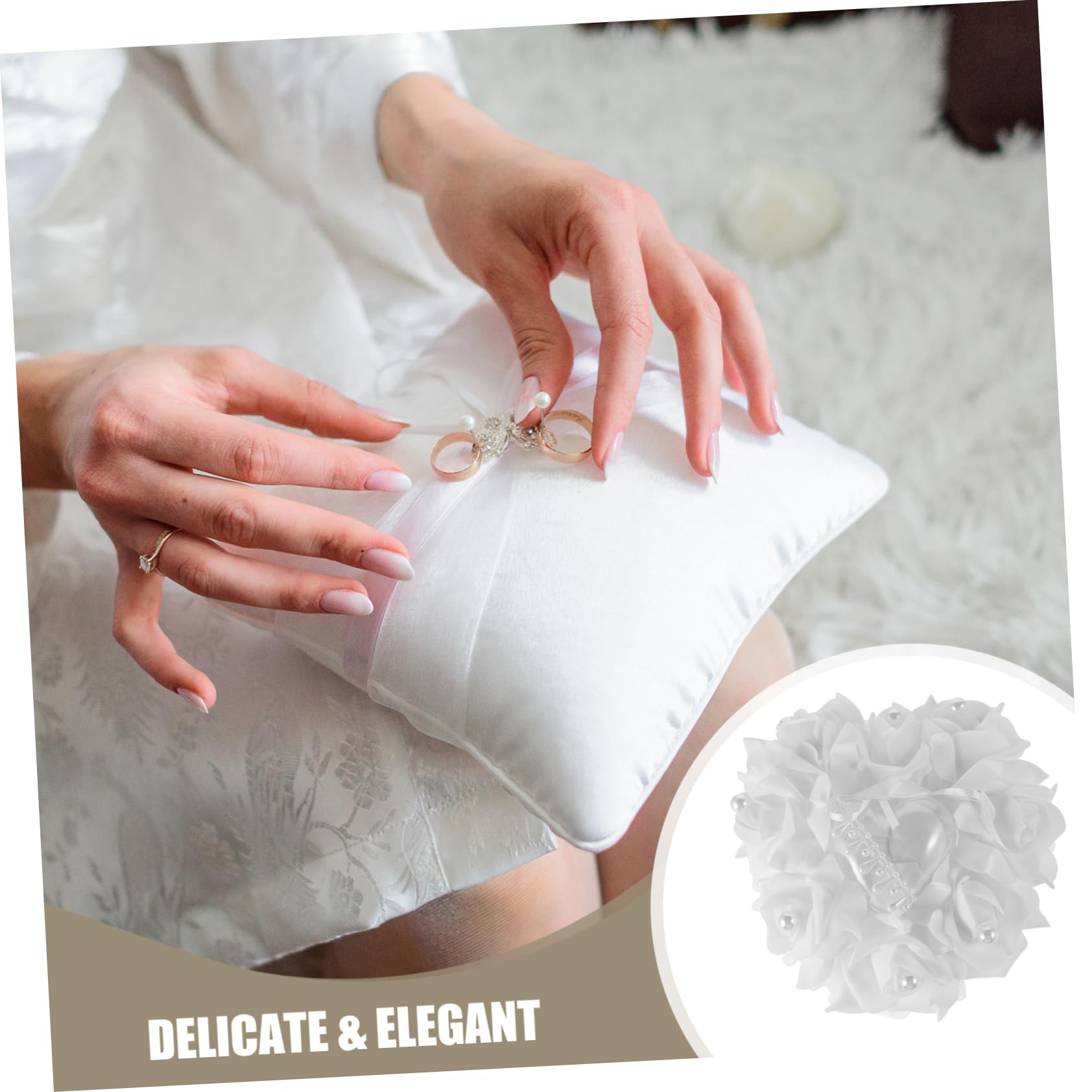 KOMBIUDA Wedding Pillow Cushion Heart-Shaped Musical Decor for Bearer Design for Ceremonies and Engagements Romantic Compact