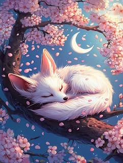 Paint by Numbers for Adults Cherry Blossoms, Painting by Number Kit on Canvas, DIY Unframed Acrylic Oil Painting Kits with Brushes for Home Wall Decor Gifts 20x25 cm Animal -,217