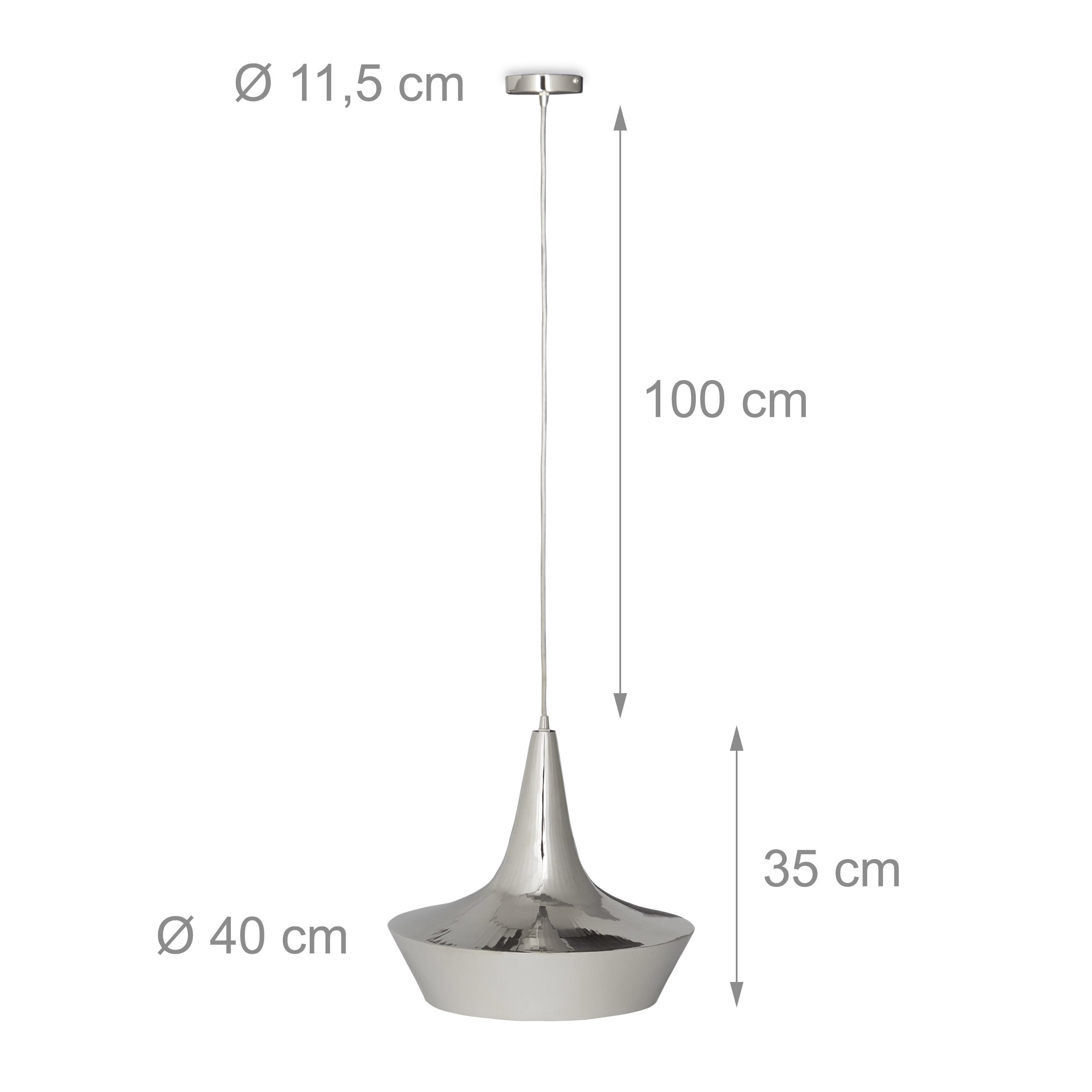 Relaxdays Hängelampe Im 70er Jahre Disco-Look - Silberne Pendelleuchte Mit 40cm Durchmesser