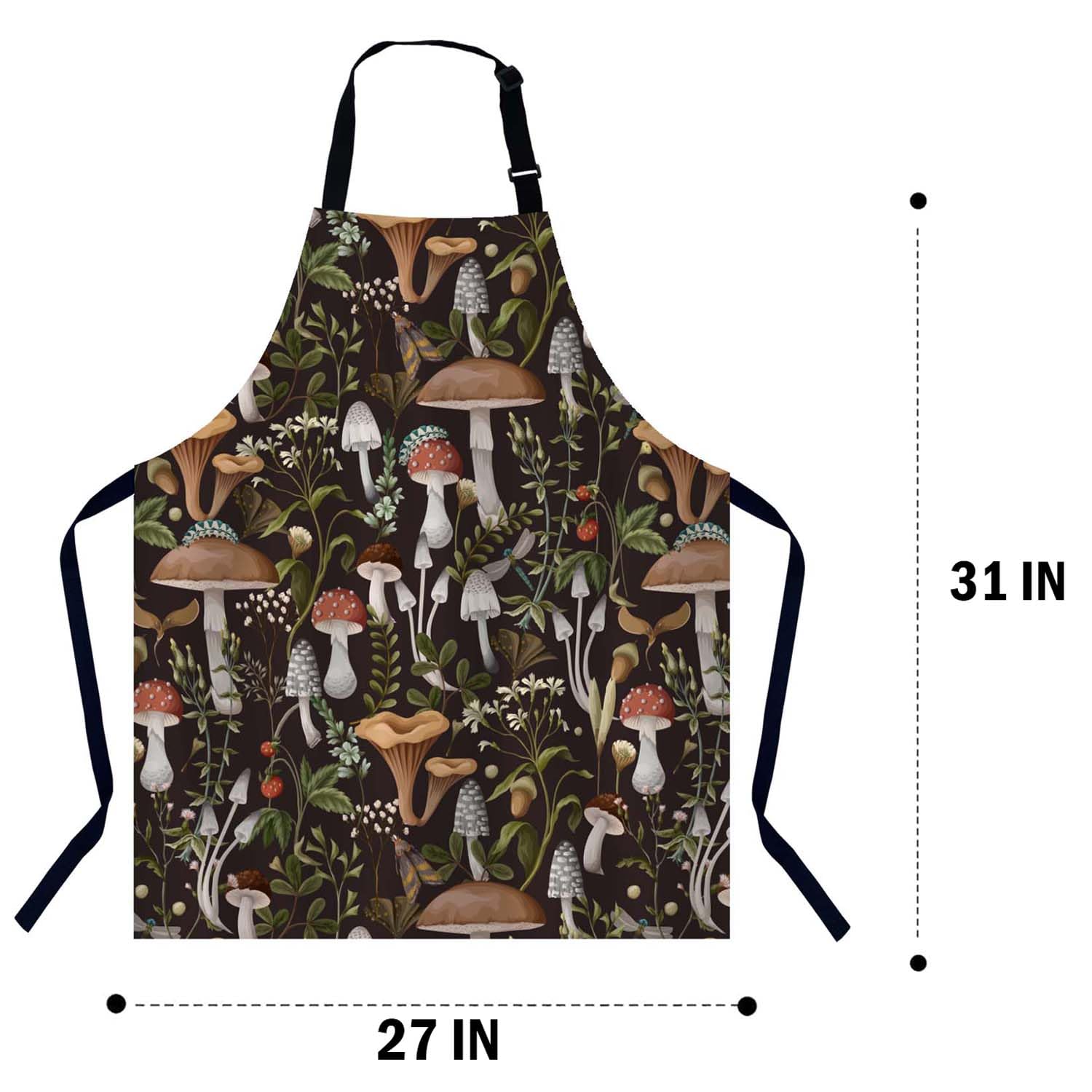 BGBDEIA Mushrooms Berries Apron, Adjustable Bib Apron for Men Women Suitable for Kitchen Cooking Waitress Chef - Image 2