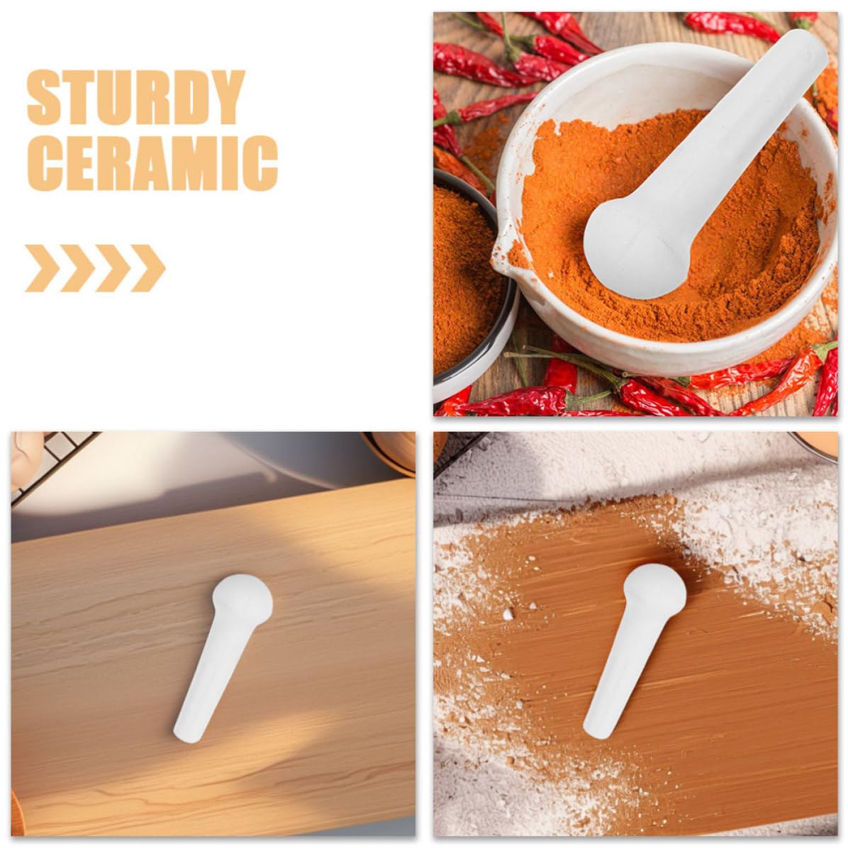 2pcs Ceramic Food Grinding Sticks, Manual Garlic Mashing Pestles