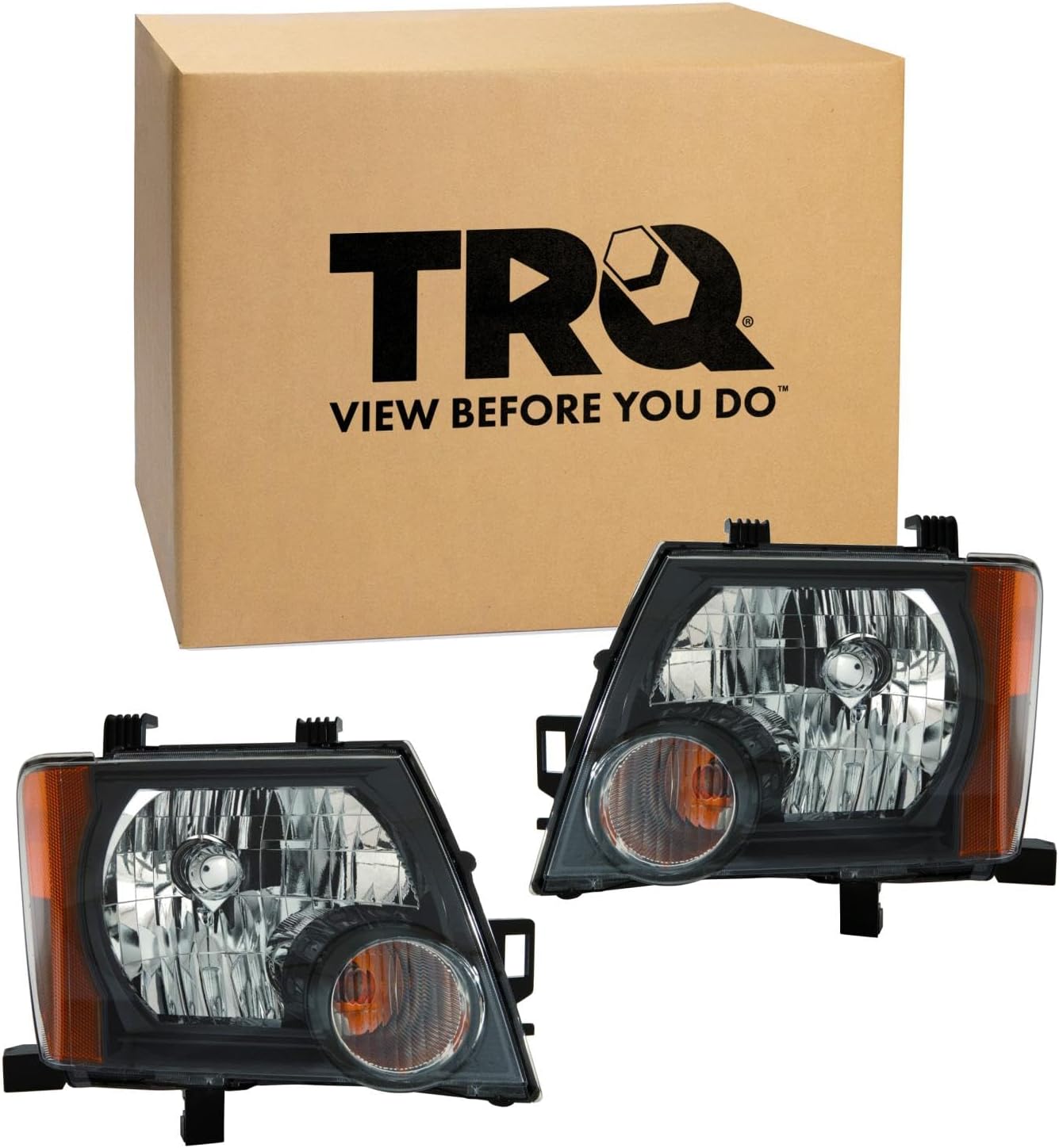 TRQ 2 Piece Headlight Assembly Set Driver & Passenger Side Compatible with Nissan Xterra 2008-2015 NI2502189 NI2503189 26010ZL00A 26060ZL00A