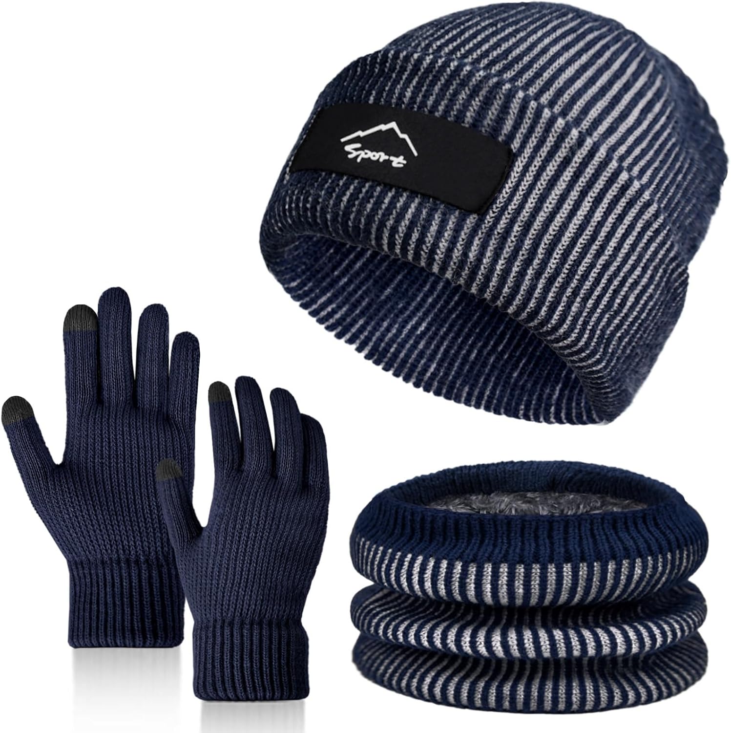 Winter Beanie Hats Scarf Gloves Set Slouchy Beanies Hat Knit Skull Cap Thick Neck Warmer for Men Women