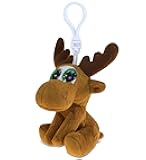 Puzzled DolliBu Moose Plush Big Eyes Keychain Stuffed Animal - Soft Elk Wild Life Animal Charm with Sparkling Big Eyes, Decorative Zoo Plush Toy Accessory & Fun Buddy Clip