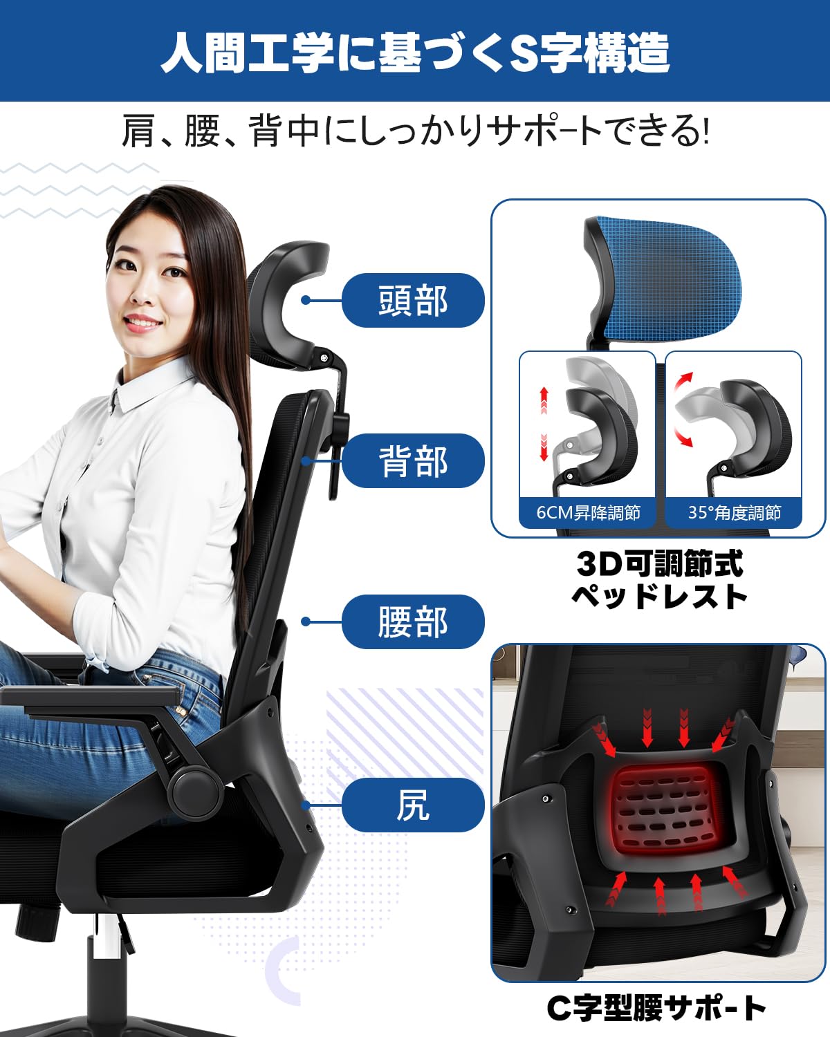 Amazon.co.jp: CIHOO オフィスチェア デスクチェア 腰サポートバー Amazon.co.jp: CIHOO オフィスチェア デスクチェア 腰サポートバー