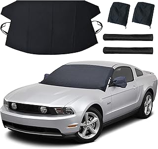 EcoNour Snow Cover (Std) with Side Mirror Cover + Wiper Cover | Upgraded 600D Oxford Fabric Windshield Cover for Any Weather | Durable Mirror & Wiper Cover, Sag-Proof Snow Cover for Winter Protection
