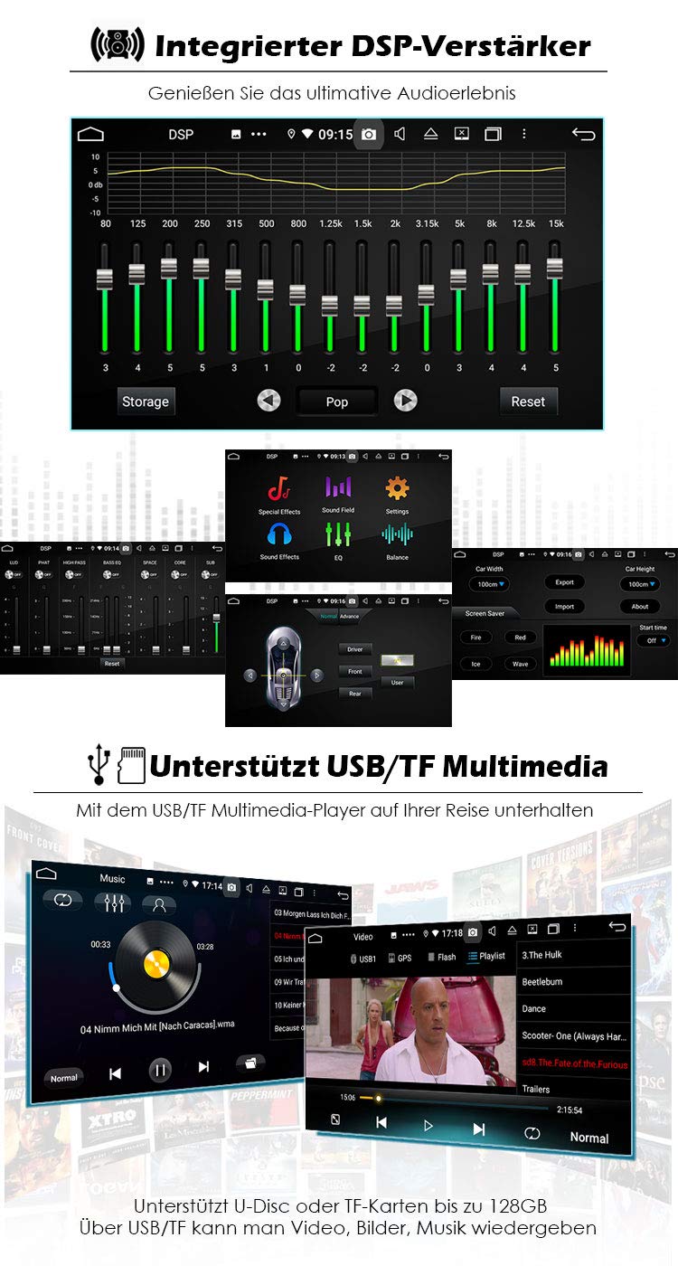 Erisin 9 Pouces 8-Core 4GO RAM+64GO ROM Android 10 Autoradio pour BMW Série 5 E39 X5 E53 M5 Soutien GPS Navigation Dab+ Écran Tactile Prise en Charge CarPlay Android Auto Bluetooth WiFi DSP FM