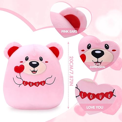 Miniatura 2 de NOVBAUB Oso de peluche para el día de San Valentín, de 8 pulgadas, lindo oso rosa de peluche para niñas, adolescentes, almohadas de felpa suave con