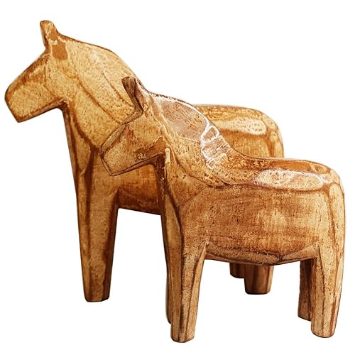 KiaoTime Set of 2 Neutral Painting Dala Horse - Swedish