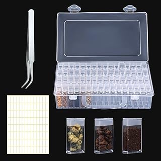 Seed Storage Box, 64 Slots Seed Organizer with 112 Label Stickers and Tweezers Garden Seed Storage Organizer Container Box for Gardening Categorizing Storing Seed(Inner Slot:2x1x0.5in)