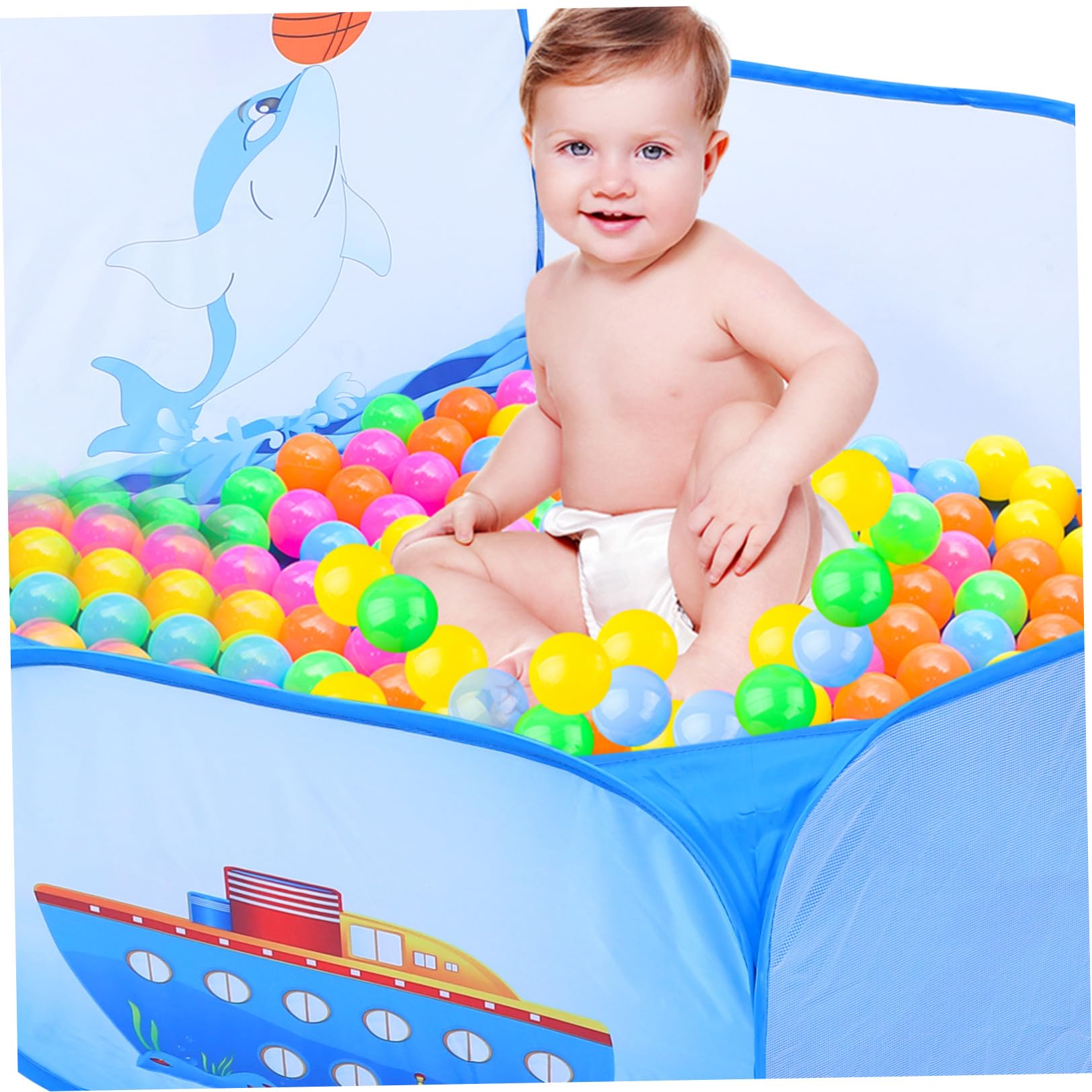 Piscina Palline Canestro a Delfino Pieghevole in Poliestere