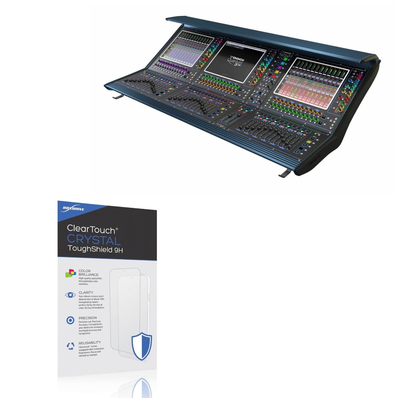 BoxWave Screen Protector Compatible With DiGiCo Quantum 338T - ClearTouch Crystal ToughShield 9H (2-Pack), Clear 9H Tough Flexible Film Screen Protector