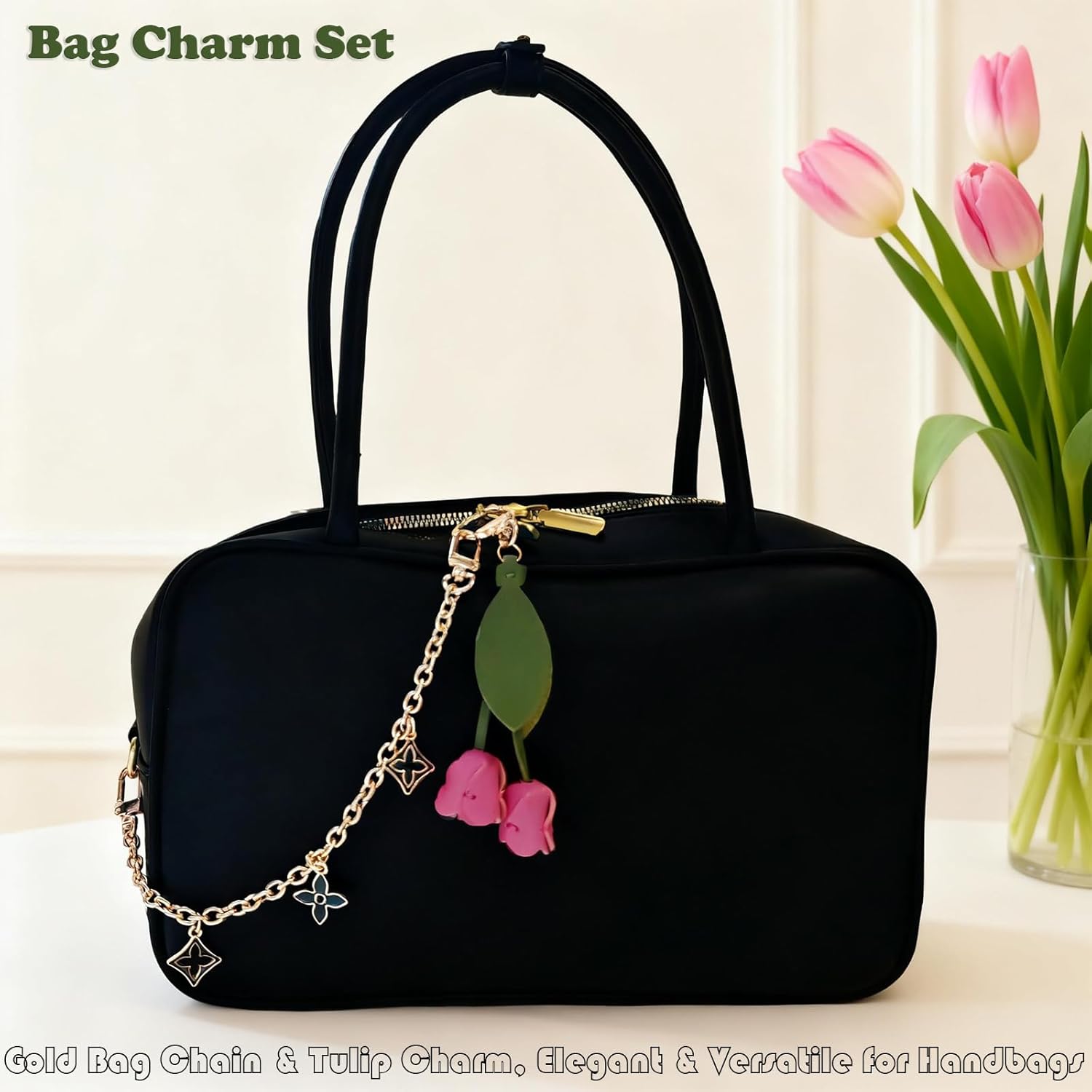 Bag Charms for Handbags Gold Fashion Accessories Charm Chain for Purse Pants Jeans Flower Keychain Charms - Image 2