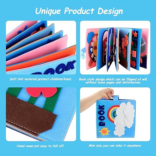 Miniatura 7 de Cobelae Montessori Toys - Tabla de actividades para niños pequeños, libro silencioso de viaje en avióncarretera para bebés, actividades de