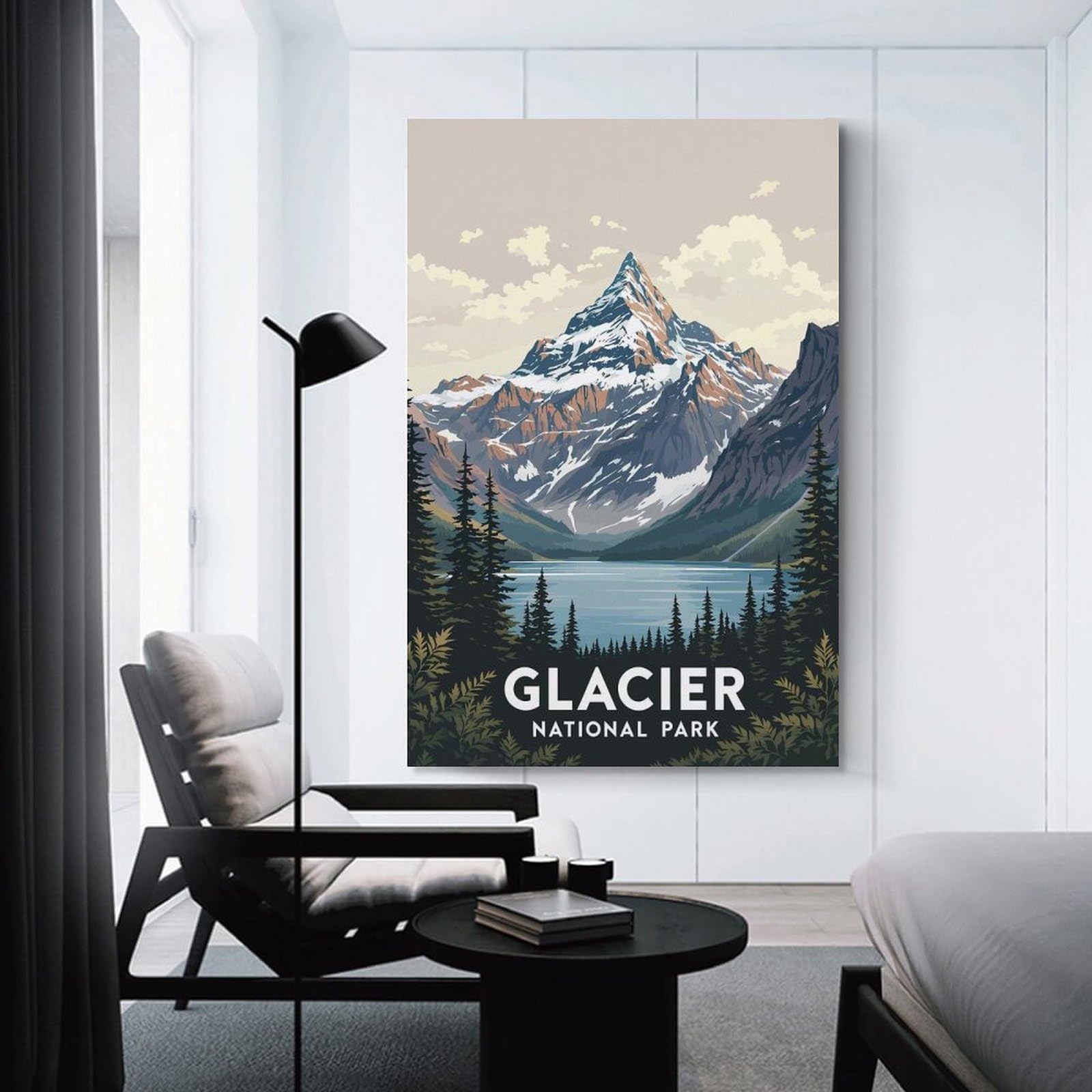 Junmoney Unframe-Style-3 Canvas Art Print Glacier National Park Poster, 20X30inch(50X75cm), For Contemporary Homes, Apartments Or Offices, Decorative Canvas Decor For Home Updates