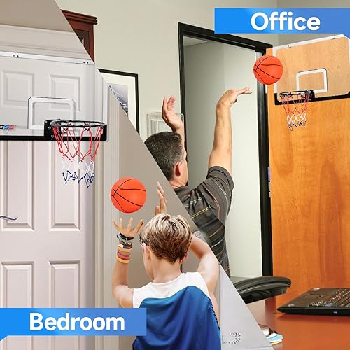 Miniatura 6 de GSE Games & Sports Expert Aro de baloncesto para colocar sobre la puerta con baloncesto y bomba, juego de aro de baloncesto montado en la pared con