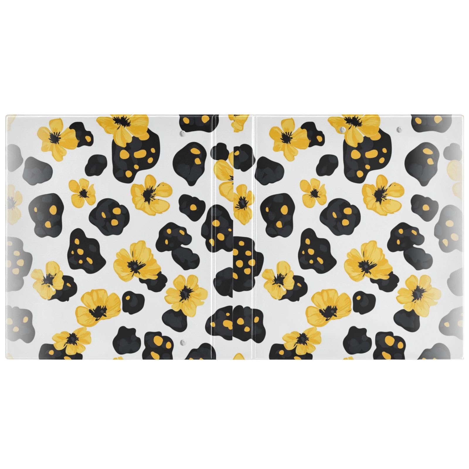 Raccoglitori scolastici da 3,8 cm, motivo leopardato con foglie floreali