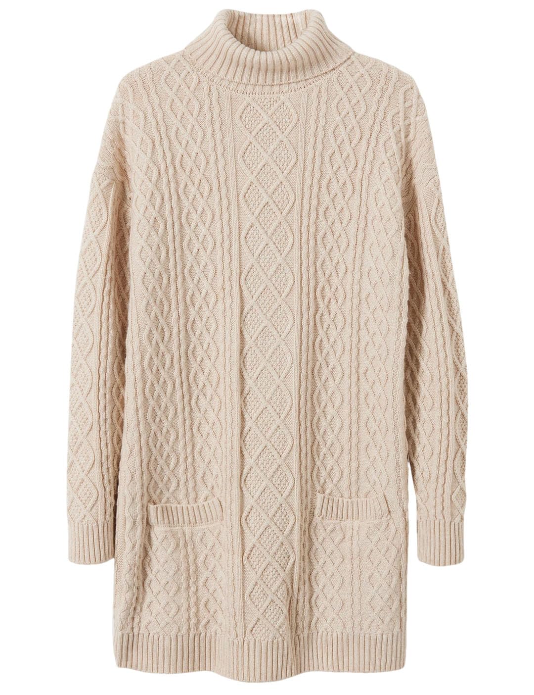 Maglione da donna a collo alto, in lana, invernale, a maniche lunghe, lavorato a maglia