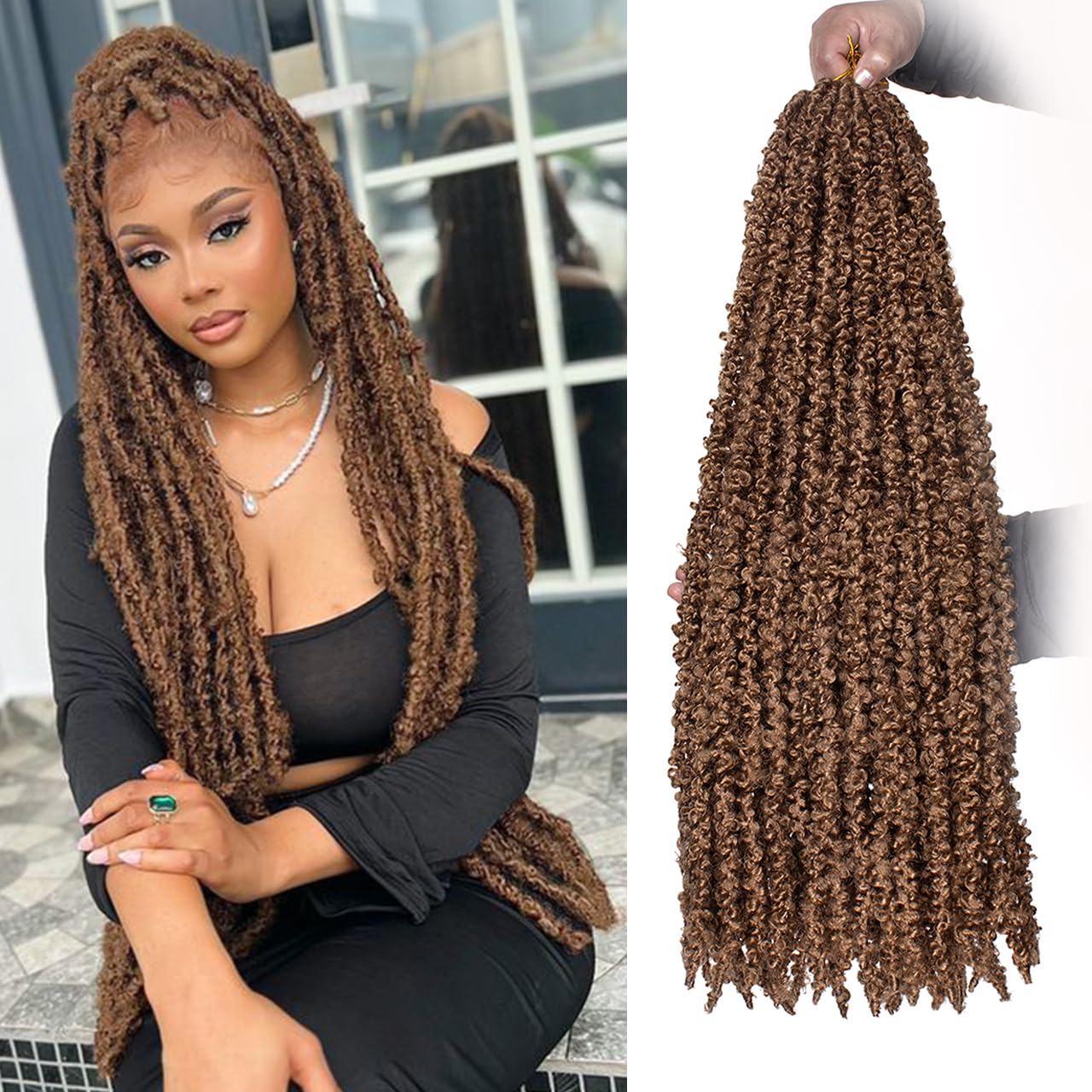 ZRQ Butterfly Locs Crochet Hair 30 Inch 6Packs Prelooped