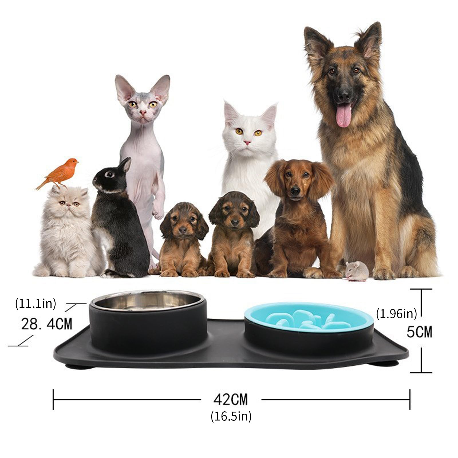 Ciotola per Cani Pieghevole in Silicone Alimentazione lenta con Base Antiscivolo per Uso Domestico da Viaggio Ciotola per Cibo per Animali Impermeabile