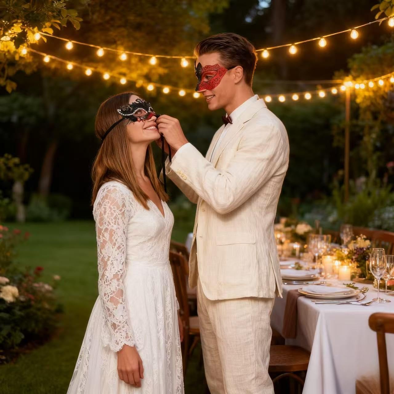 Couples' Masquerade Masks,Venice Painted Masks Halloween Parties Metal Plastic Lace Carnival Goggles - Image 9