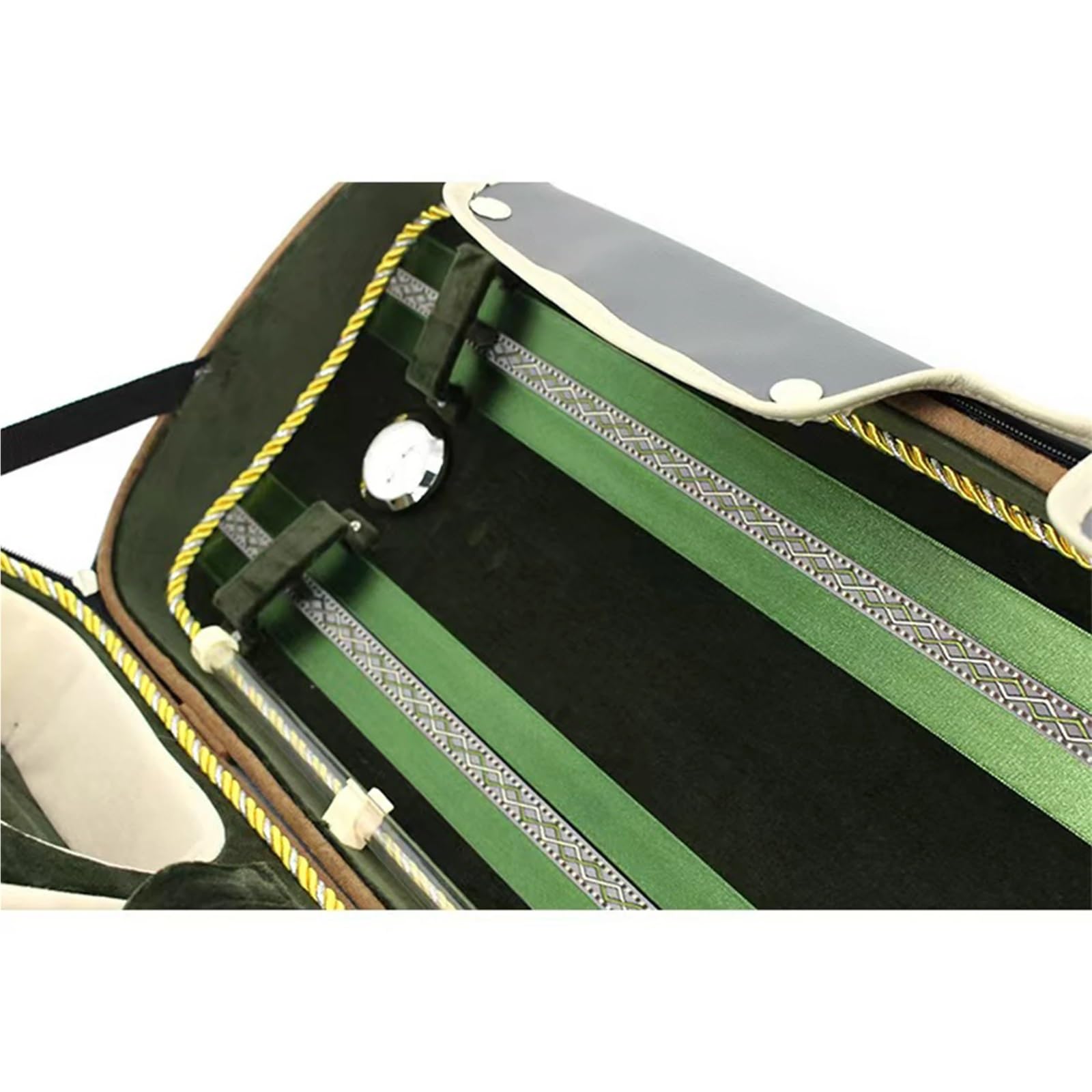 Estuche para violín Estuche rectangular de alta gama for violín con termómetro incorporado, tamaño 4/4, piel sintética gris y correa verde(Size 1-4)