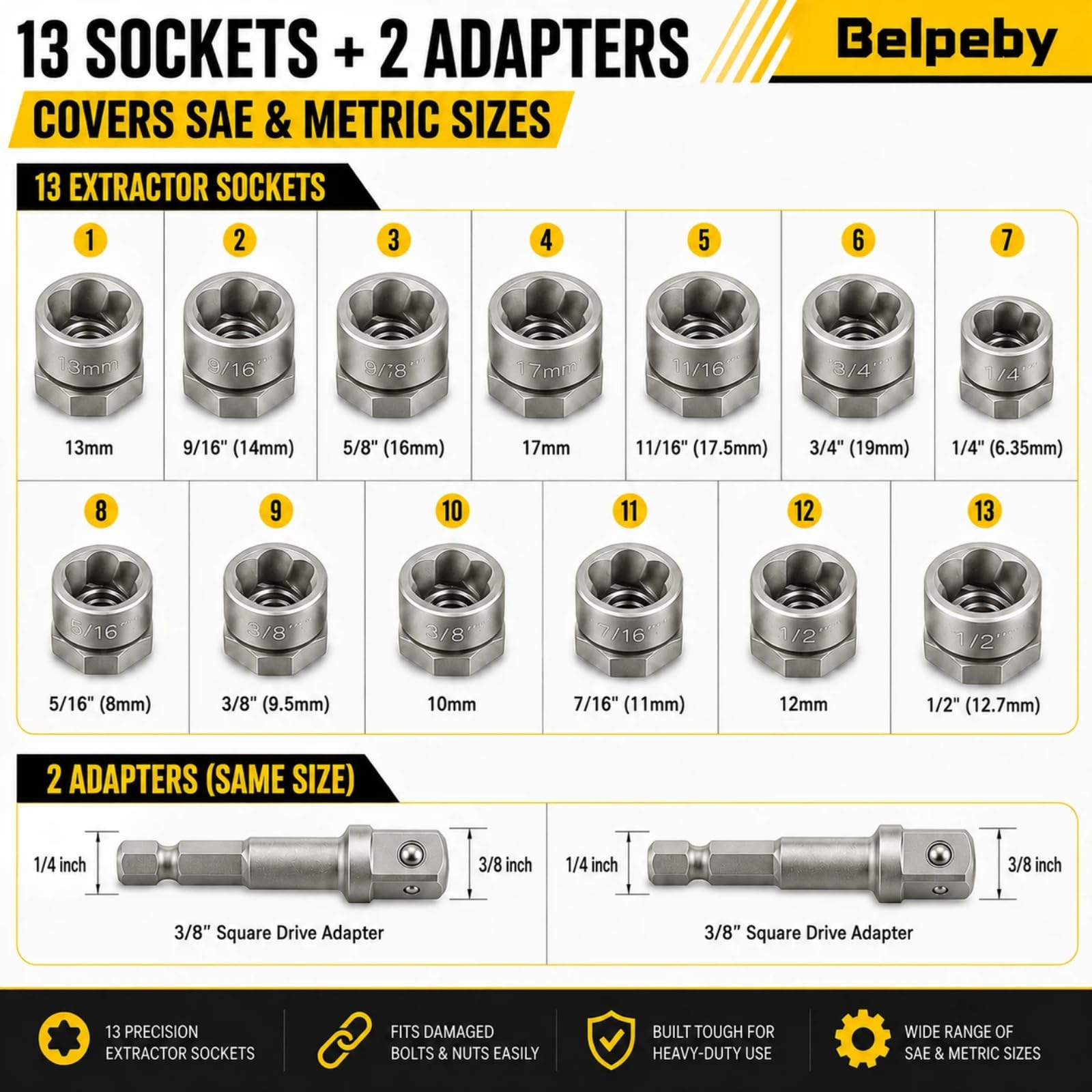Bolt Extractor Kit - Remove Stripped Bolts Easily -2 Bolt Extractor Kit - Remove Stripped Bolts Easily -2