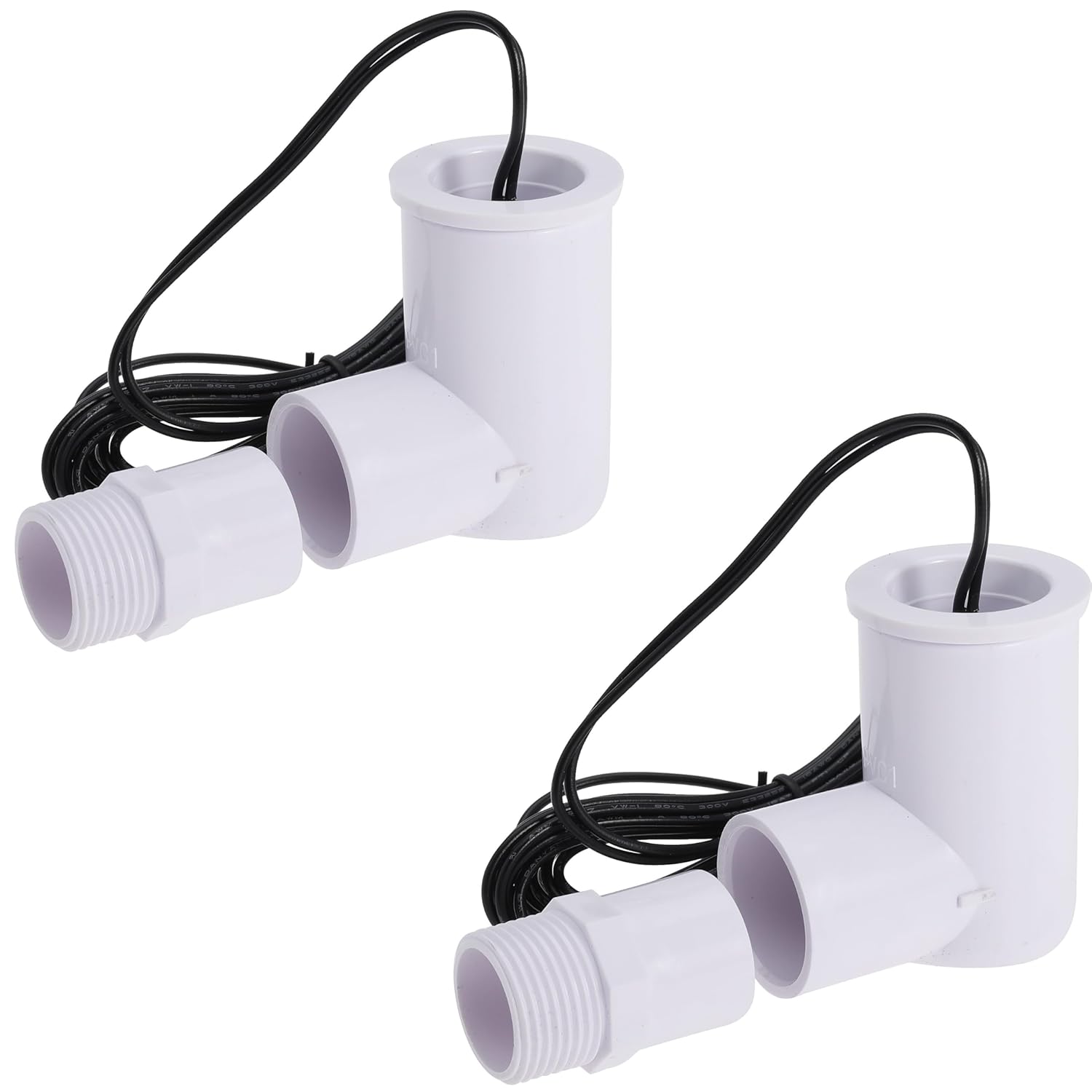 SS2 Float Switch L-Shape with 3/4 Inch Adaptor and 6Ft Wire Water Float Switch for HVAC Drain Pan Condensate Outlet(2pcs)