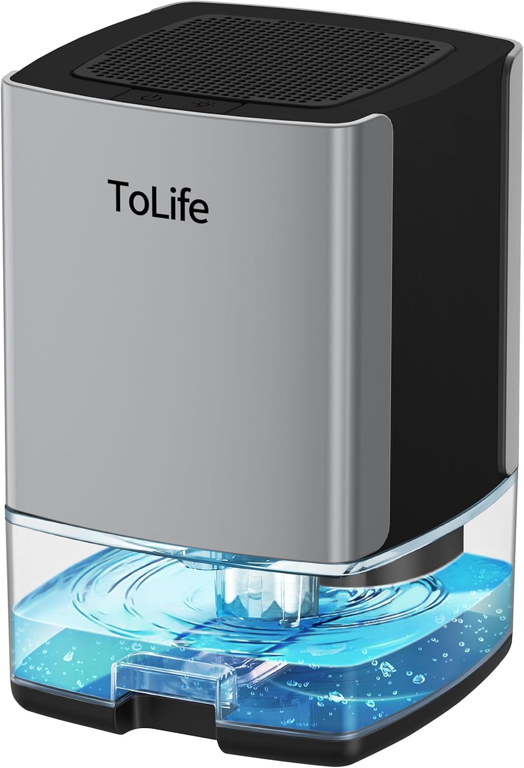 ToLife Dehumidifier 30 OZ Water Tank with Auto-Off 500 sq.ft Portable Small Dehumidifiers for Home Bathroom Bedroom RV Closet Room 7 Colors LED Light, Silver