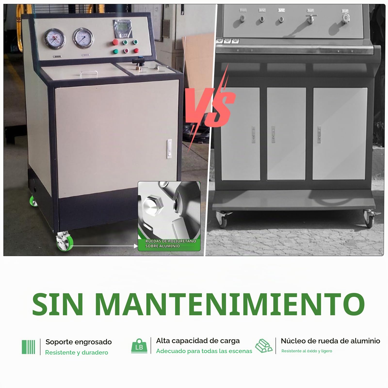 Ruedas para Muebles con Freno 125mm, Núcleo de Aluminio PU Alta Dureza Ruedas Giratorias Pesados 1800KG Capacidad, Silenciosas y Resistentes al Desgaste Ruedas Industriales, Juego de 4