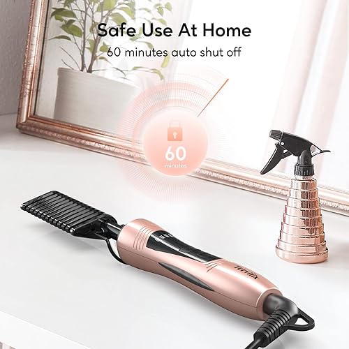 Miniatura 6 de Terviiix Peine caliente eléctrico para pelucas de encaje frontal, peines de presión para cabello de mujeres negras, peine alisador antiquemaduras