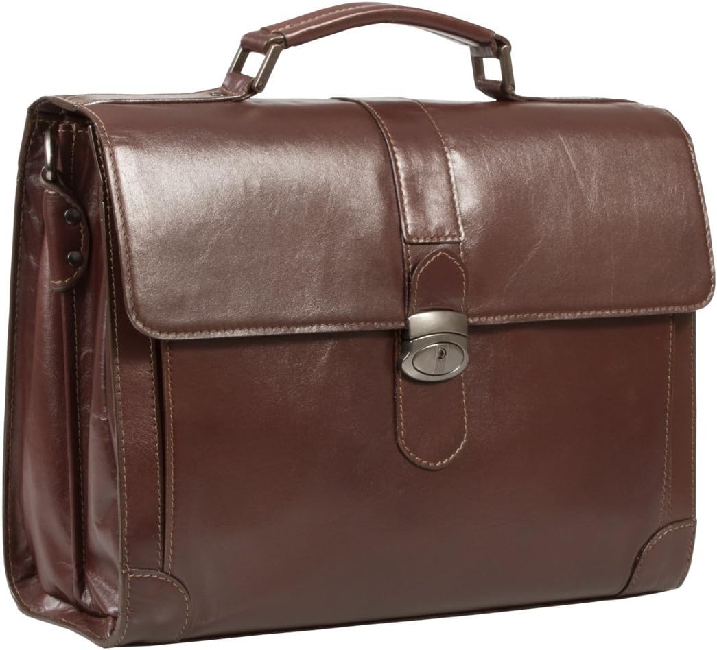 Hideonline Real Leather Briefcase Laptop Bag Business Case Mens Bag 15" Brown Smooth Leather Shoulder Bag In Unique Style