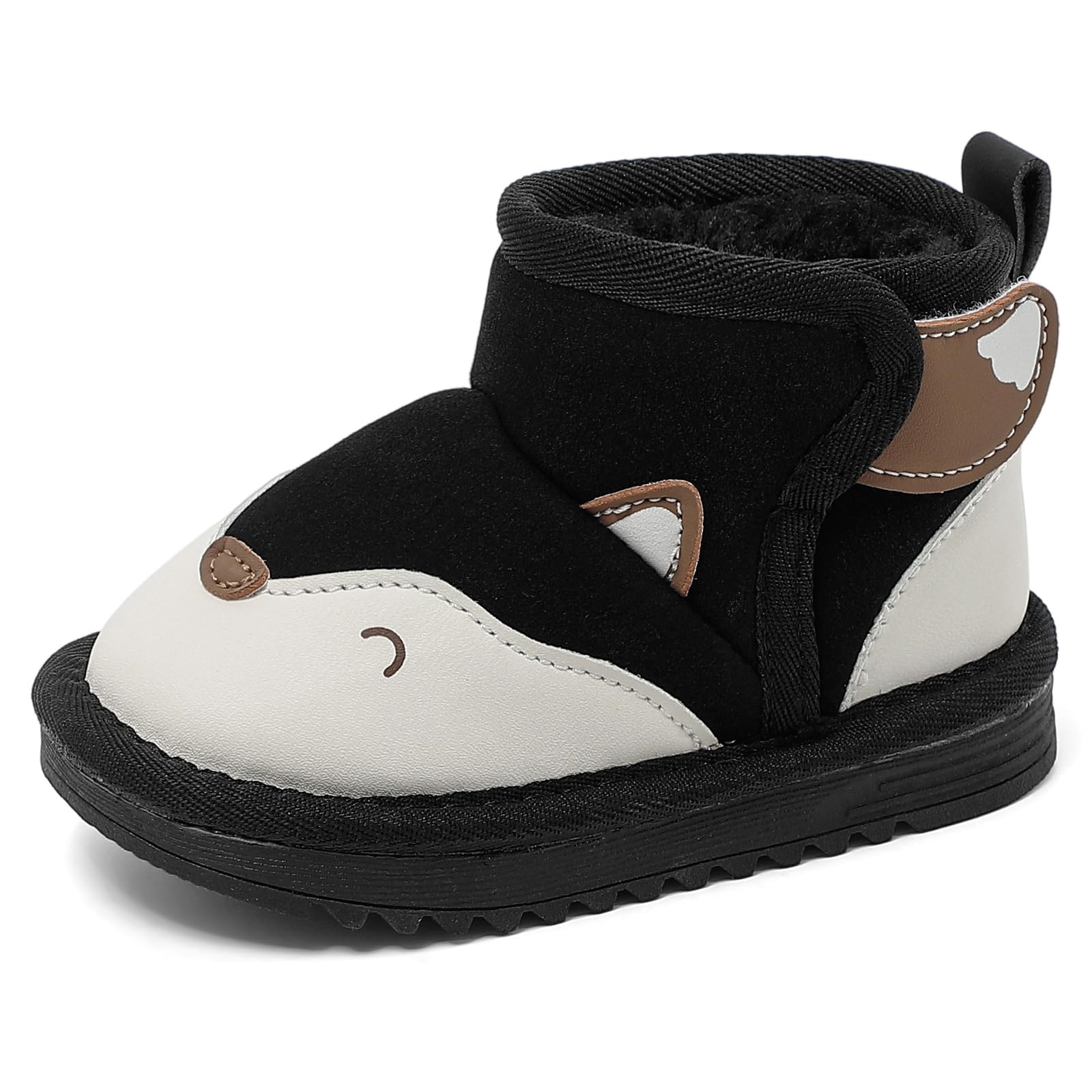 MASOCIO Buty zimowe dla chłopców i dziewczynek, małe dzieci, buty zimowe, pluszowe, gumowe, antypoślizgowe, rozmiar 18-24 EU