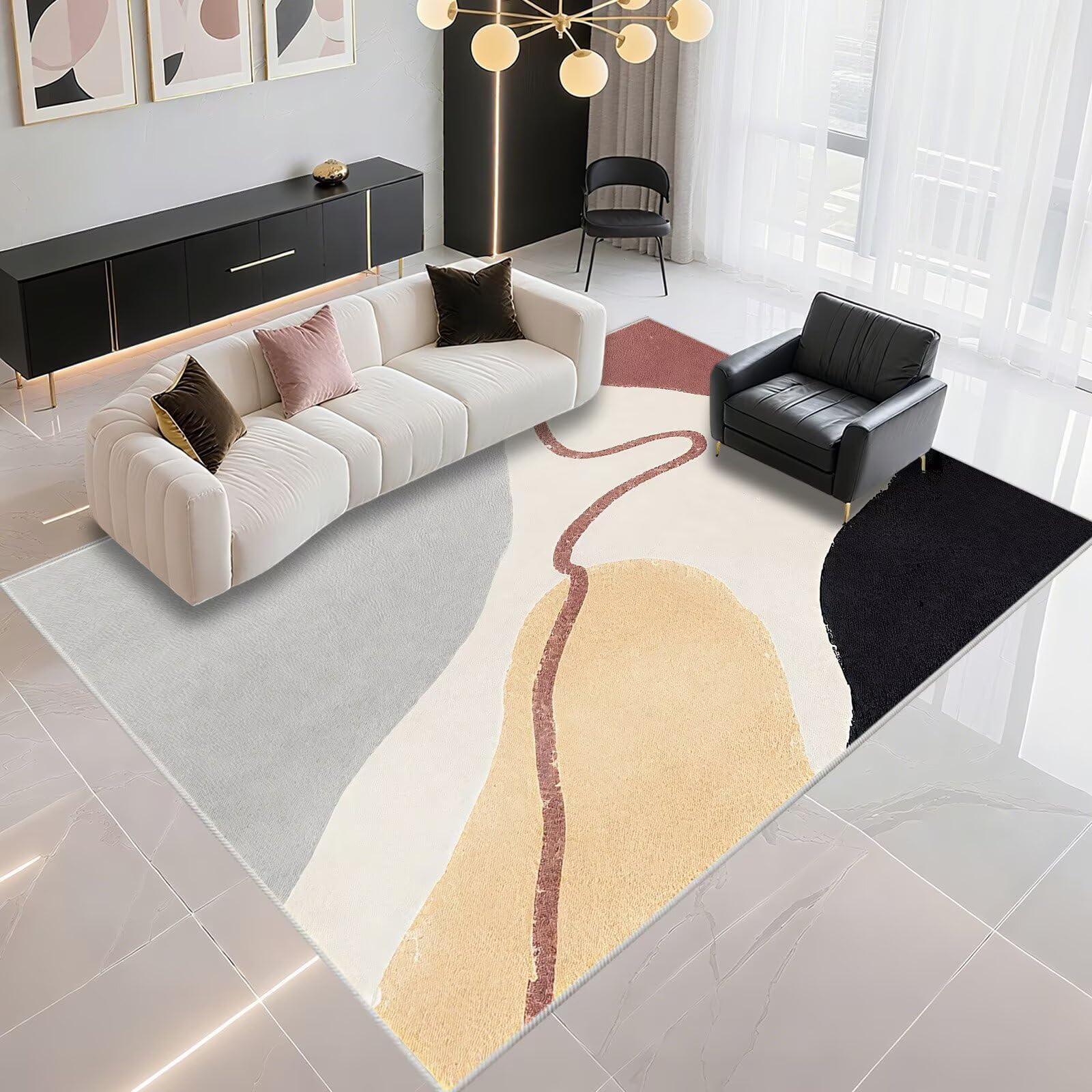 Tapis entretien facile 120x200cm lavable moderne pour chambre d'enfant et couloir