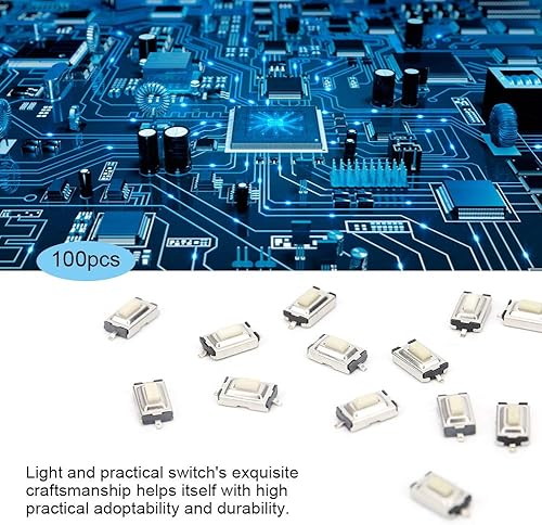 Miniatura 2 de Interruptor de botón táctil momentáneo, 100 interruptores de botón táctil de 0.118 x 0.236 x 0.098 in de alta sensibilidad de respuesta rápida Micro