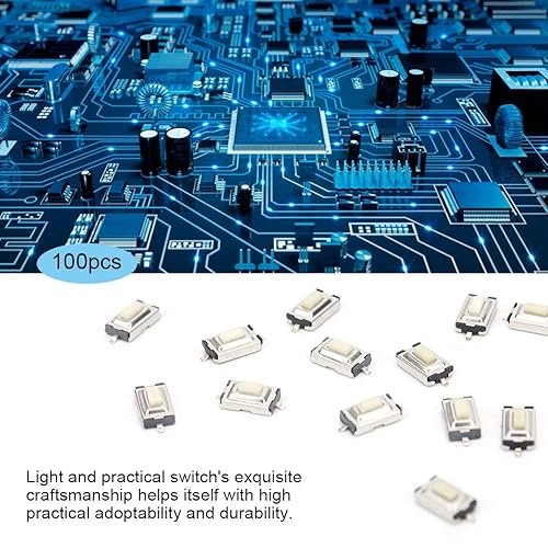 Miniatura 2 de Interruptor de botón táctil momentáneo, 100 piezas de interruptor táctil de botón de 0.118 x 0.236 x 0.098in de alta sensibilidad de respuesta
