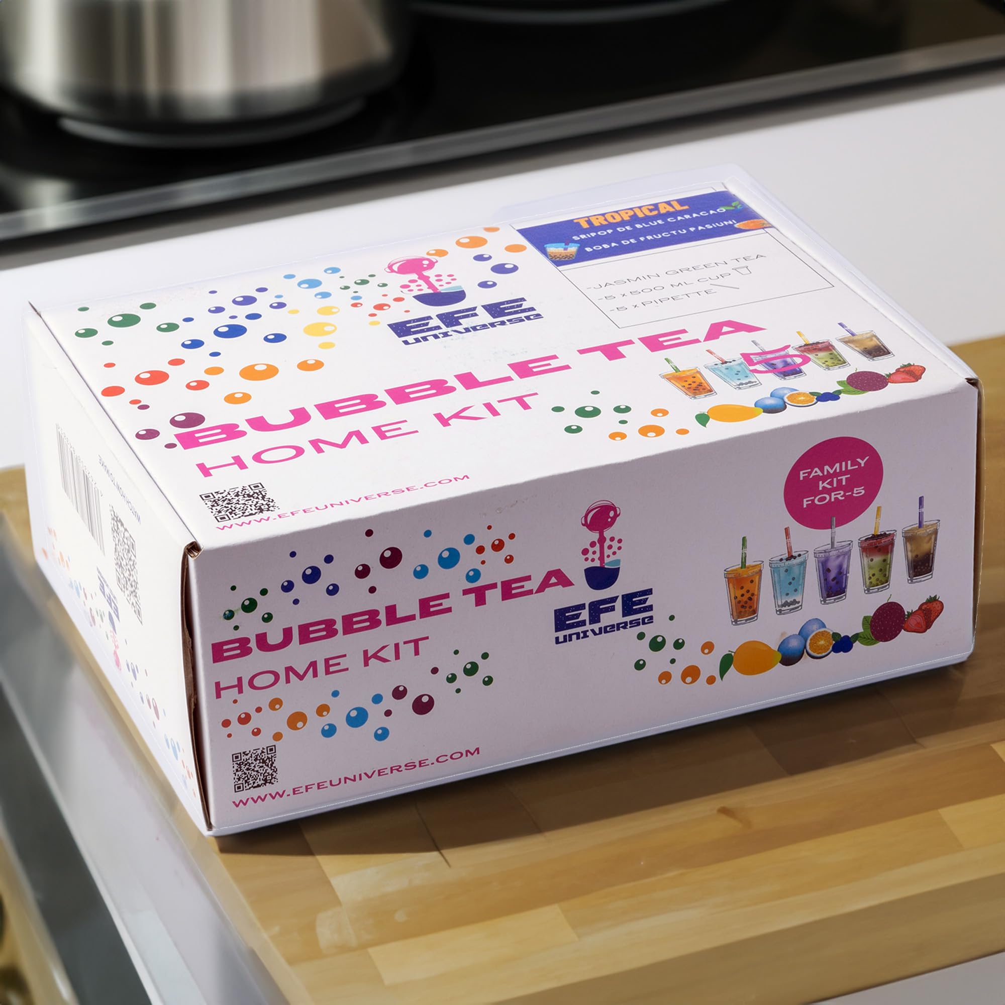 NORDIC SCHILLER Bubble Tea Home Set, Té de Burbujas, Tropical Vibes, 100% Vegetariano y sin Gluten, perlas de Boba con maracuyá, jarabe de cracao azul y té verde jazmín, Perlas De Fruta de la Pasión