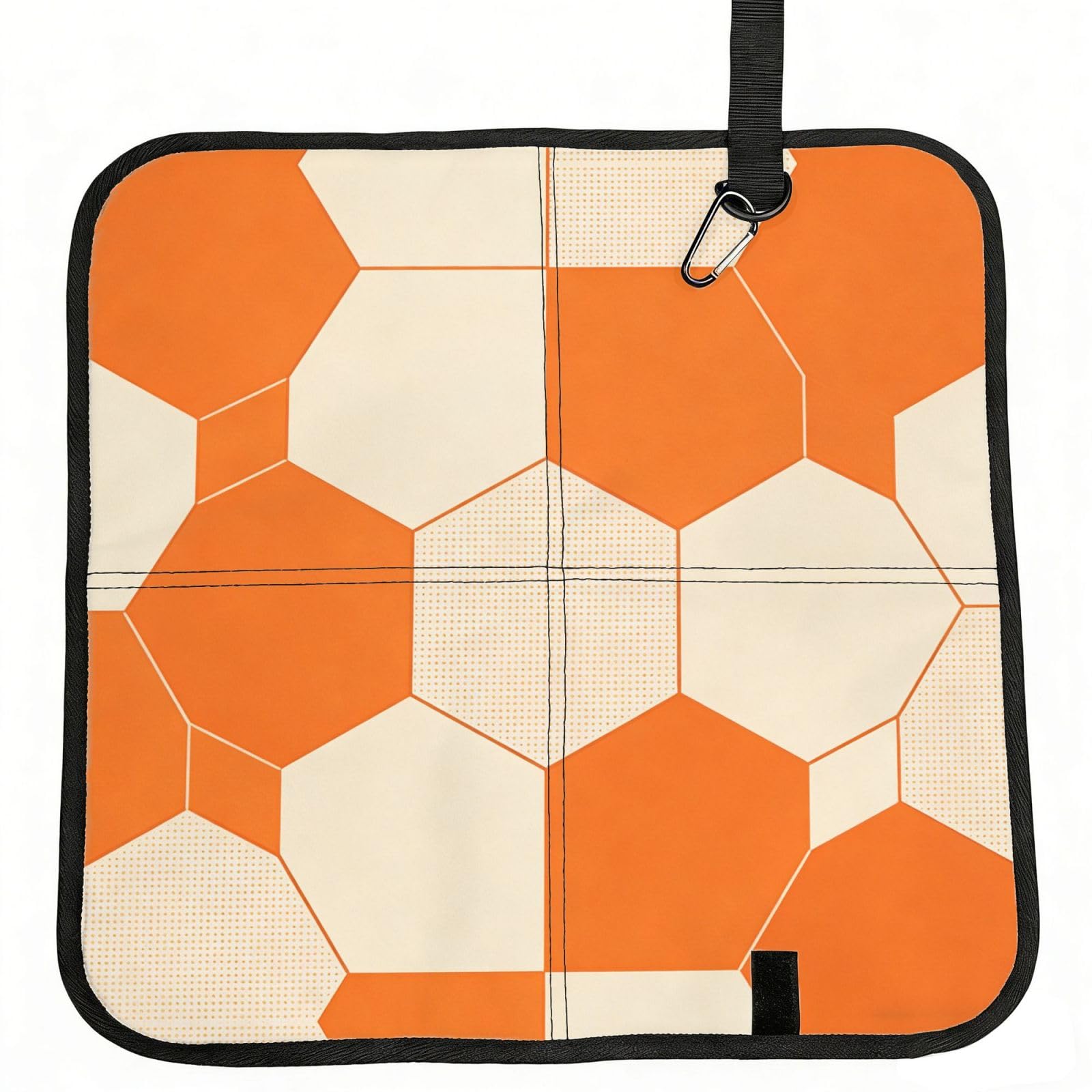 DUYIOKH Orange Hexagon Dot Tile Print Foldable Portable Seat Cushion for World Cup Games, Camping and Outdoor Activities