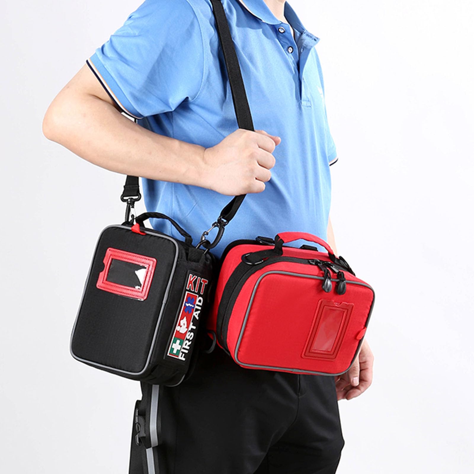 Kit de primeros auxilios de emergencia, bolsa de almacenamiento de medicamentos vacía, bolsa de primeros auxilios portátil, para casa, oficina, camping, senderismo, viajes., Red