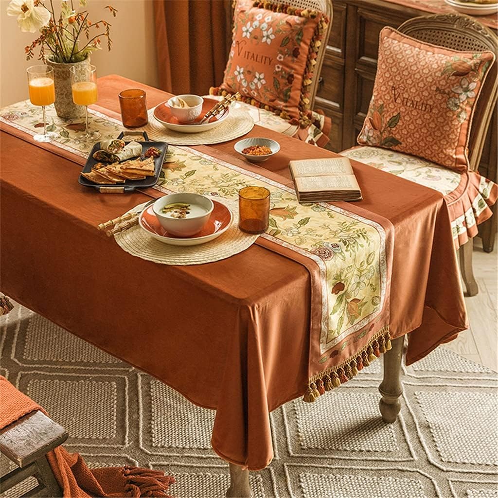 JSEIAJB Hand-Painted American Table Runner Pastoral Retro Table Cloth Long Coffee Table Dressing Table Decoration Cloth(D,30x160cm)