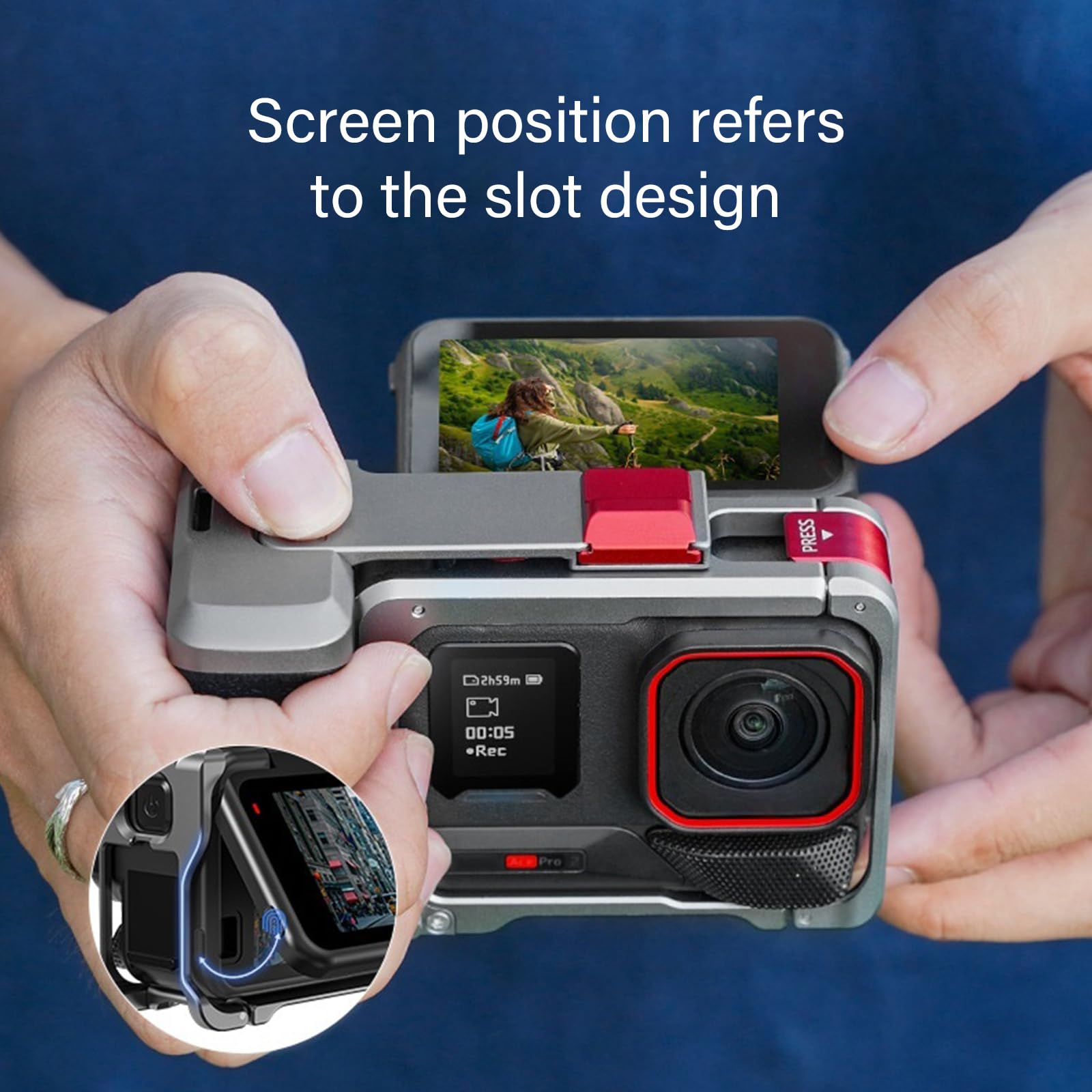 Stabilizzatore per fotocamera portatile in alluminio con gabbia