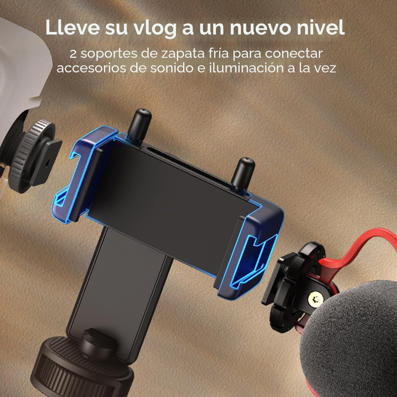 SMALLRIG VK-50 Kit de Vlogging, Trípode Plegable para Teléfono, Equipo de Grabación de Vídeo, con Trípode para Teléfono, Luz y Micrófono, Vlog Stick Portátil y Ligero para iPhone para Samsung-4369